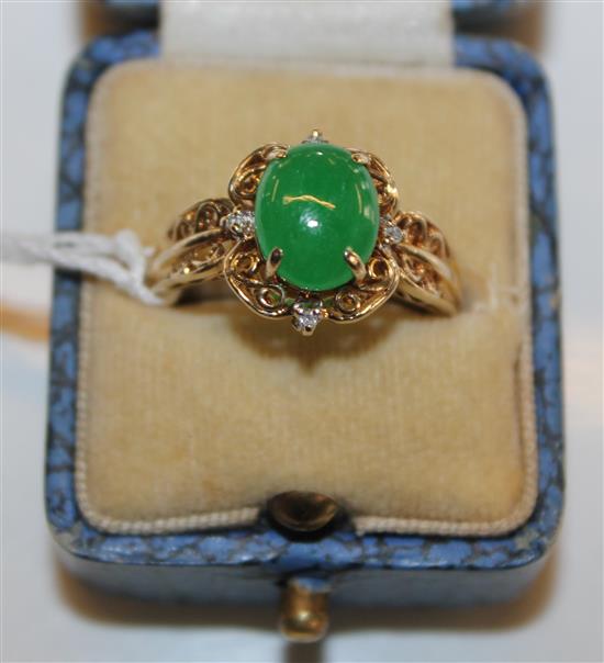 Jade & diamond ring, displayed in Hong Kong box